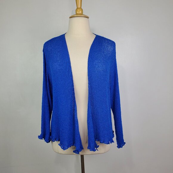 Kaktus Blue Loose Knit Stretchy Open Front Cardigan Shrug NEW NWT Size XXL - Picture 15 of 15